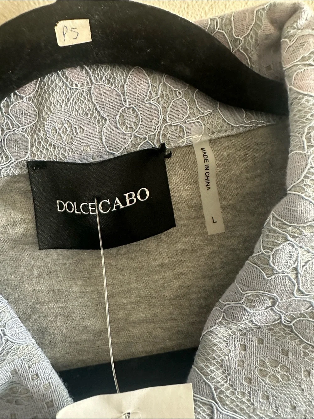 Dolce Cabo Pale Blue Lace-Detail Jeans Jacket Size L